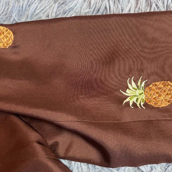 Vintage SilkLand Brown Pineapple Silk Blazer Size L - Picture 5 of 7